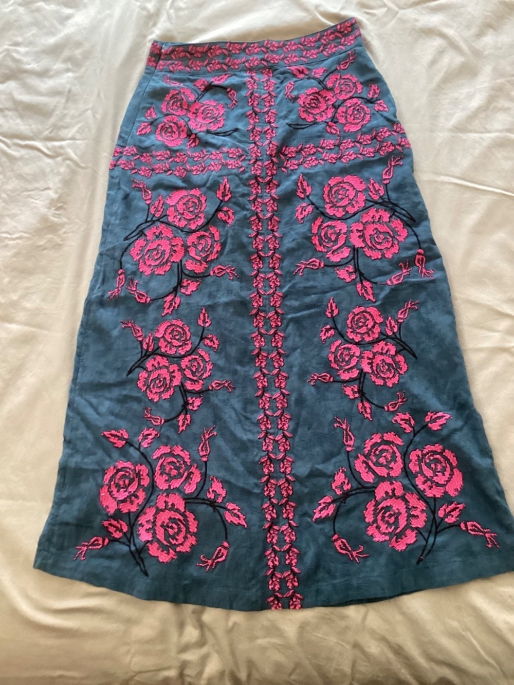 Anthropologie Embroidered Cotton Midi Skirt - Picture 5 of 12